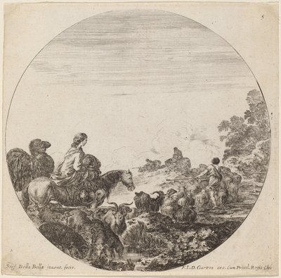 Bergers et troupeau avec femme et chameau - Stefano della Bella