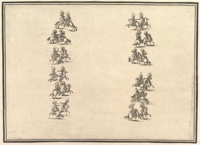 Vingt-quatre cavaliers duel et formant deux colonnes, de La Gara delle Stagioni, 1652 - Stefano della Bella
