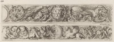 Deux bandes ornementales avec tête de lion et femme, probablement 1648 - Stefano della Bella