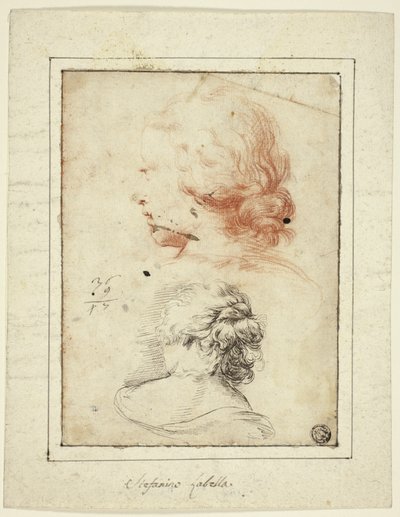 Deux études : Tête de femme en profil trois-quarts ; Buste de femme vu de dos - Stefano della Bella