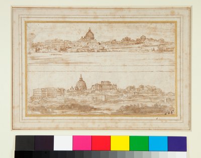 Deux vues de Rome avec le Vatican - Stefano della Bella