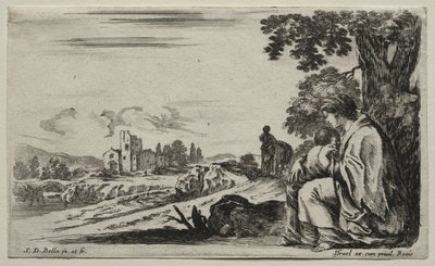 Diverses Figures et Paysages : Une pauvre nourrice assise sous un arbre, 1649 - Stefano della Bella