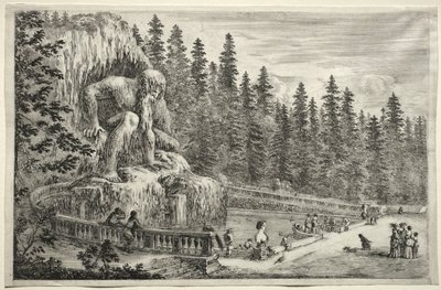 Vues de la Villa de Pratolino : Statue colossale des Apennins - Stefano della Bella