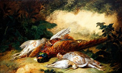 Nature morte de gibier mort dans un paysage - Stephen Elmer