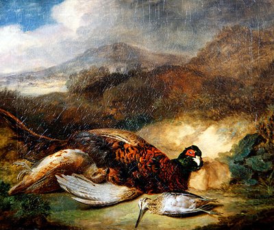 Faisan et bécasse dans un paysage de campagne - Stephen Elmer