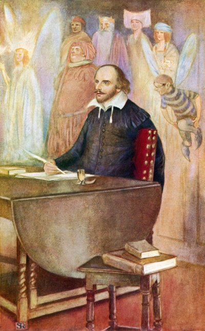 Shakespeare et quelques-unes des créatures immortelles de son imagination (lithographie en couleur) - Stephen Reid