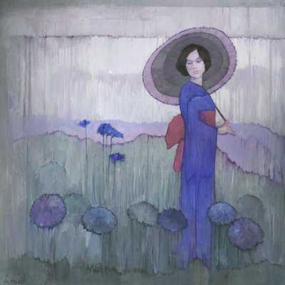 Kimono bleu Champ de lotus - Steve Mitchell
