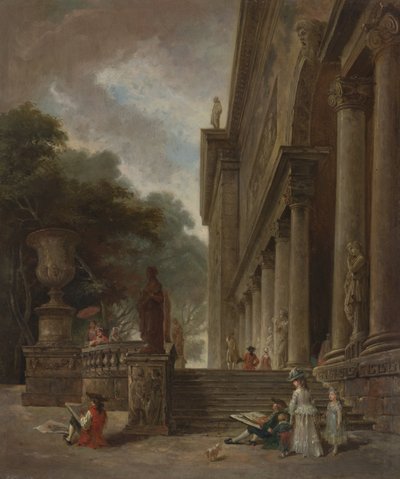 Colonnade et jardins du Palais Médicis - Style of Hubert Robert