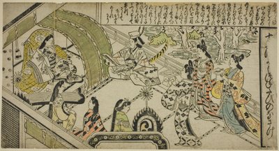 La rencontre de Yoshitsune avec la princesse Joruri, extrait de "Le conte de Joruri en douze épisodes (Joruri Junidan Zoshi)". - Sugimura Jihei