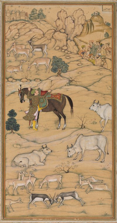 Akbar montant son cheval, page du Chester Beatty Akbar Nama Histoire d