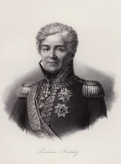 Niklaus Franz von Bachmann, général suisse ayant combattu dans les guerres napoléoniennes (gravure) - Swiss School
