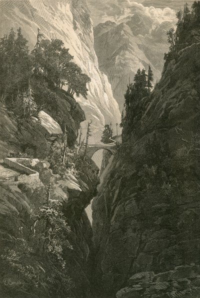 Scène sur la Via Mala, sur la route de Coire à Splügen - Swiss School
