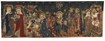 Dorsal de tapisserie représentant quatre scènes de la Vie de la Vierge, de Bâle, vers 1450-75 - Swiss School