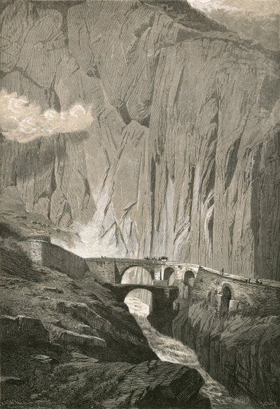 Le pont du Diable.-Route du Saint-Gothard, gorge de Schöllenen - Swiss School