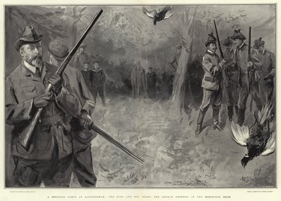 Une partie de chasse à Sandringham, le roi et ses invités, l