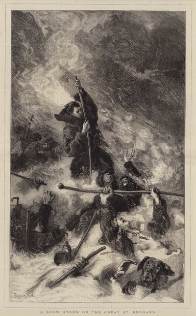 Une tempête de neige sur le Grand Saint-Bernard - Sydney Prior Hall