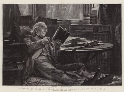 Un Temple de la Paix, M. Gladstone dans la Bibliothèque du Château de Hawarden - Sydney Prior Hall