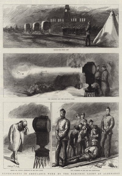 Expériences de travail en ambulance à la lumière électrique à Aldershot - Sydney Prior Hall