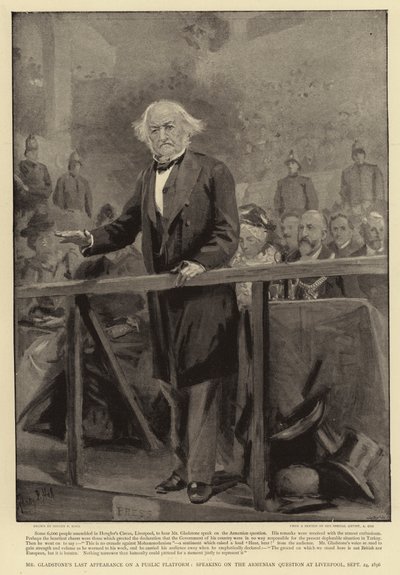 Dernière apparition publique de M. Gladstone, discours sur la question arménienne à Liverpool, 24 septembre 1896 - Sydney Prior Hall