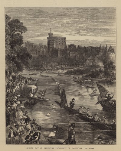 Jour de discours à Eton, la procession des huit sur la rivière - Sydney Prior Hall