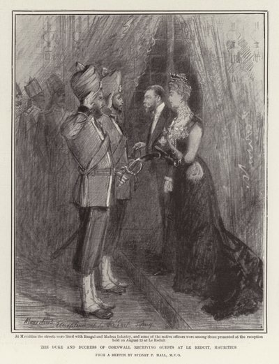 Le duc et la duchesse de Cornouailles recevant des invités au Reduit, Maurice - Sydney Prior Hall
