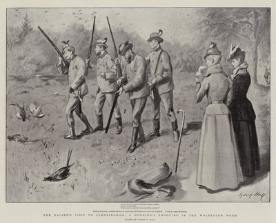 La visite du Kaiser à Sandringham, une matinée de chasse dans le bois de Wolferton - Sydney Prior Hall