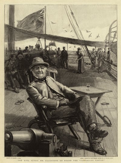 Les fêtes de Kiel, M. Gladstone à bord du Tantallon Castle - Sydney Prior Hall