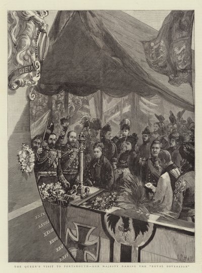 La visite de la reine à Portsmouth, Sa Majesté nommant le Royal Sovereign - Sydney Prior Hall