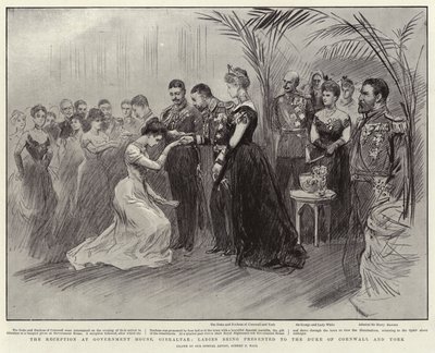 La réception à la Maison du Gouvernement, Gibraltar, dames présentées au duc de Cornouailles et d