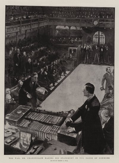 La Guerre, M. Chamberlain faisant sa Déclaration à la Chambre des Communes - Sydney Prior Hall