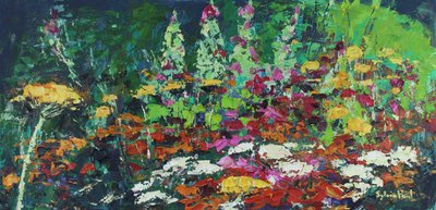 Parterre de fleurs zinguées, 2021 (huile sur toile) - Sylvia Paul