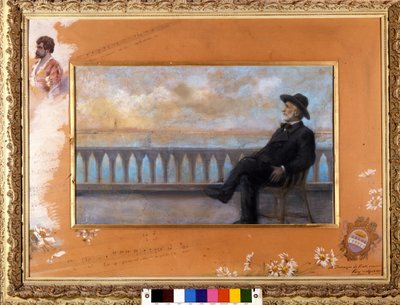 Portrait de Giuseppe Verdi, compositeur italien (1813-1901), à Venise. Pastel de T. Bianco offert par le compositeur au chanteur Tamagno en 1897. - T. Bianco
