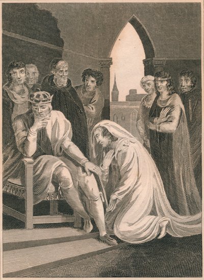 Reine de Richard II, intercédant pour la vie de Simon Burley, 1388, 1864 - T. Cook