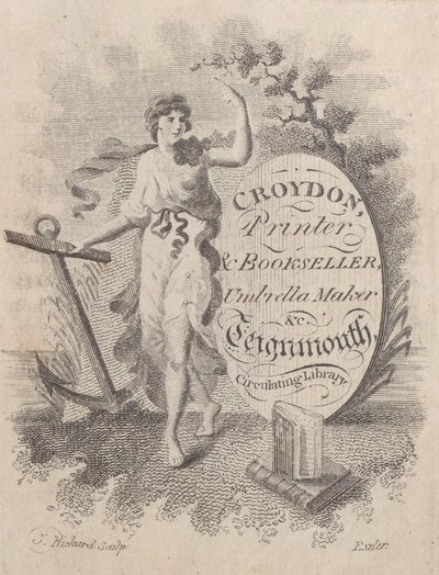 Carte de visite pour Croydon, imprimeur, libraire et fabricant de parapluies - T. Rickard