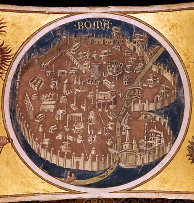 Carte perspective de Rome avec les monuments de l