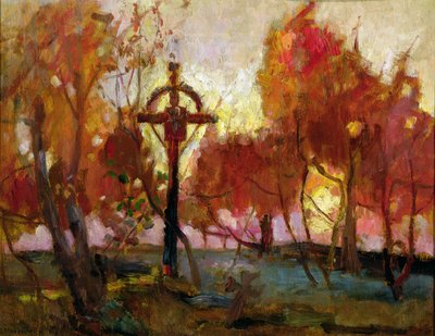 Paysage avec une Croix - Tadeusz Makowski