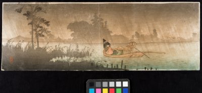 Bac de rivière par un jour de pluie - Takahashi Hiroaki