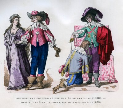 Un gentleman conduisant une mariée de campagne, 1636, et Louis XIII créant un chevalier, 1633 1882-1884 - Tamisier