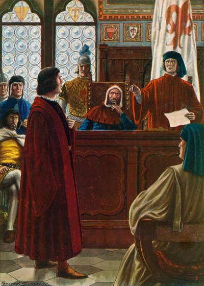 Cosimo dei Medici convoqué à comparaître devant la Signoria pour se défendre contre ses ennemis en 1433 - Tancredi Scarpelli