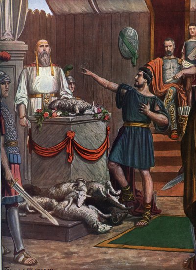 Antiquité romaine, troisième guerre samnite : Cérémonie et sacrifice samnites en hommage aux divinités avant la bataille d
