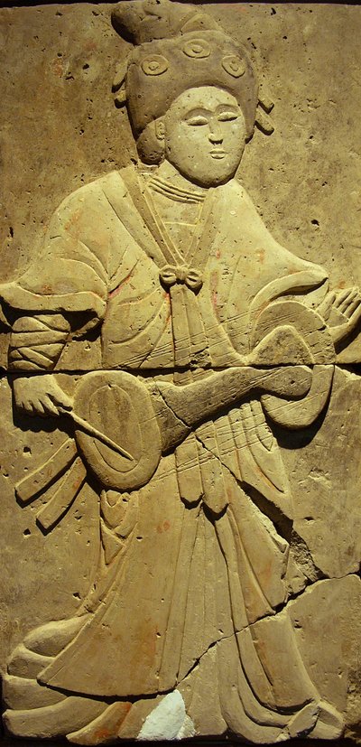 Stèle en terre cuite avec musicien, dynastie Tang - Tang Dynasty Chinese School