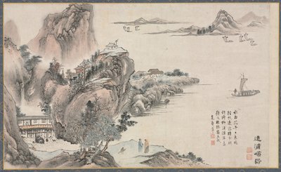 Une des huit vues des rivières Xiao et Xiang - Tani Buncho