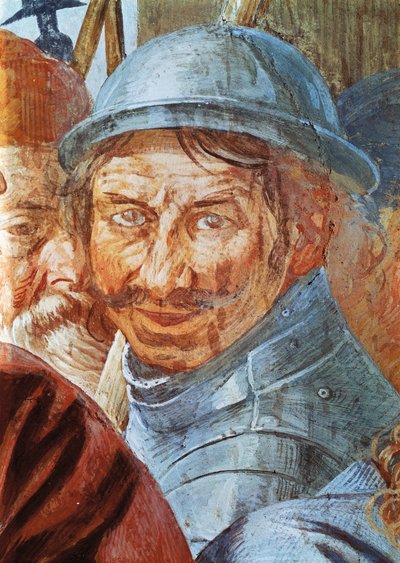 Tête de guerrier, détail de fresque, par Antonio d