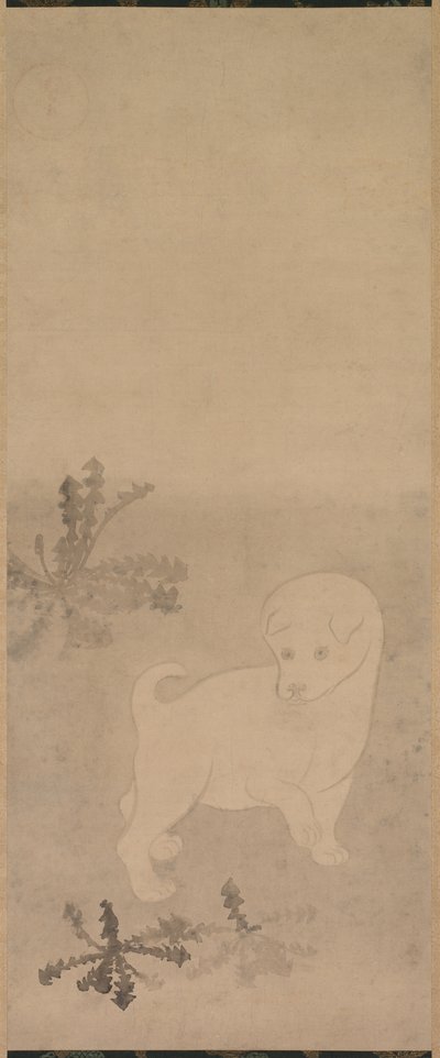 Chiot avec des pissenlits, 1600-1640 - Tawaraya Sotatsu