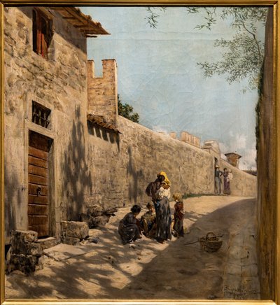 Petite rue de Toscane avec des personnages - Telemaco Signorini
