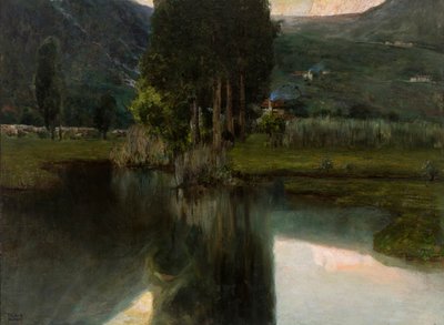 Lac avec cyprès et maisons, 1923 - Teodoro Wolf Ferrari