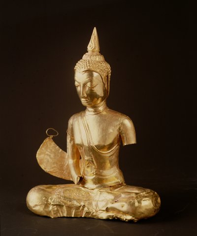 Bouddha assis en méditation (bras manquants) (or) - Thai School