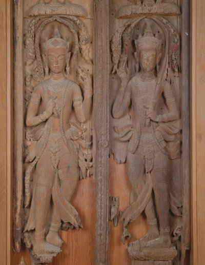 Panneau de porte avec deux Deva (bois) - Thai School