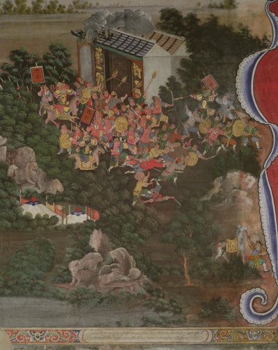 Scène avec influence chinoise, Sala Geng, Wat Bowonniwet Vihara, Bangkok - Thai School