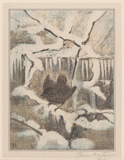Troglodyte sur une branche enneigée - Theo van Hoytema (signed by artist)